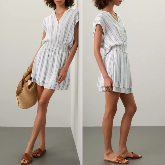 Rails Dresses & Skirts - Rails Linen Angelina Dress Grated Print White Color Size M NWT Women Vacation